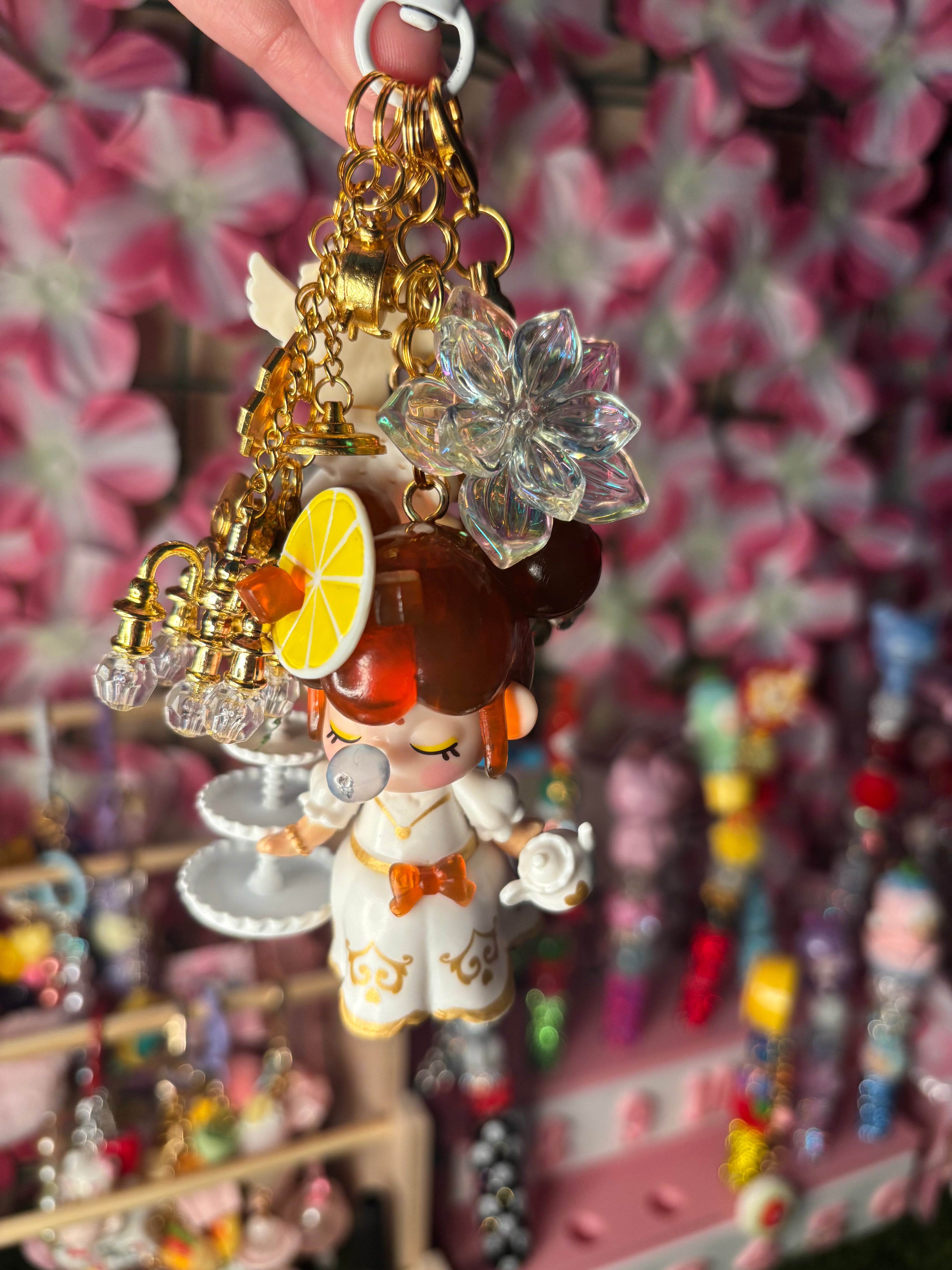 Whimsy Nature DIY tea time keychain with a lemon splash design, featuring a charming, handcrafted accessory with tea and lemon motifs.