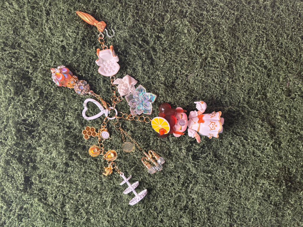 Whimsy Nature DIY tea time-themed keychain with a splash of elegant lemon design, featuring detailed charms and vibrant colors.
