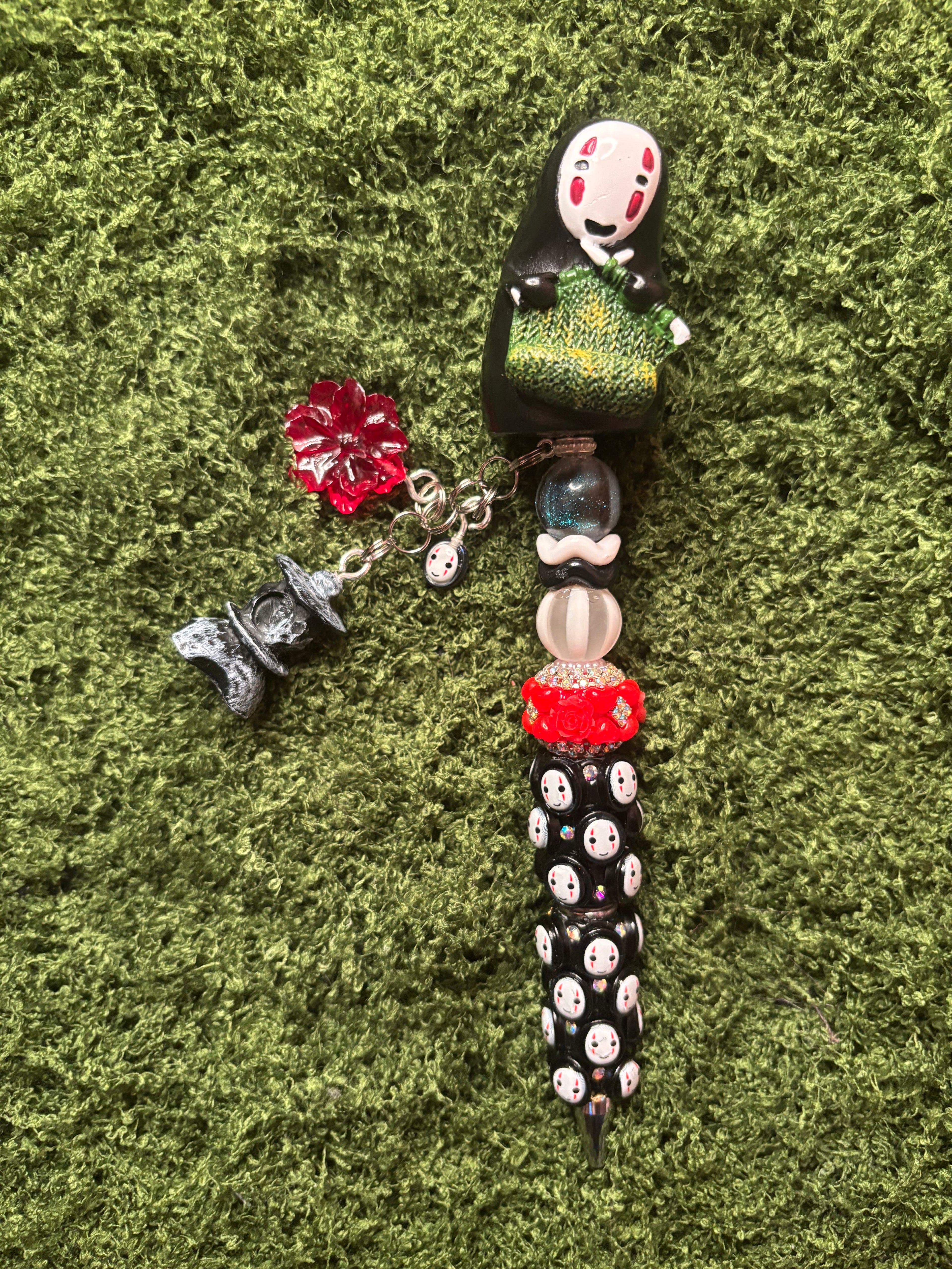 No Face inspired pre-made pen by Whimsy Nature DIY, featuring detailed character design on a sleek writing pen.