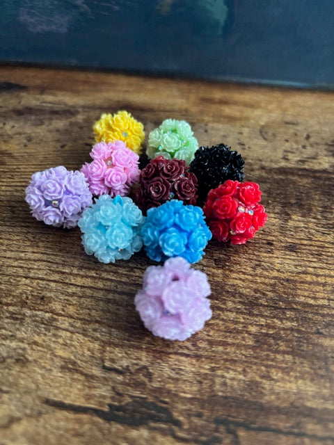 Assorted flower beads with rhinestones