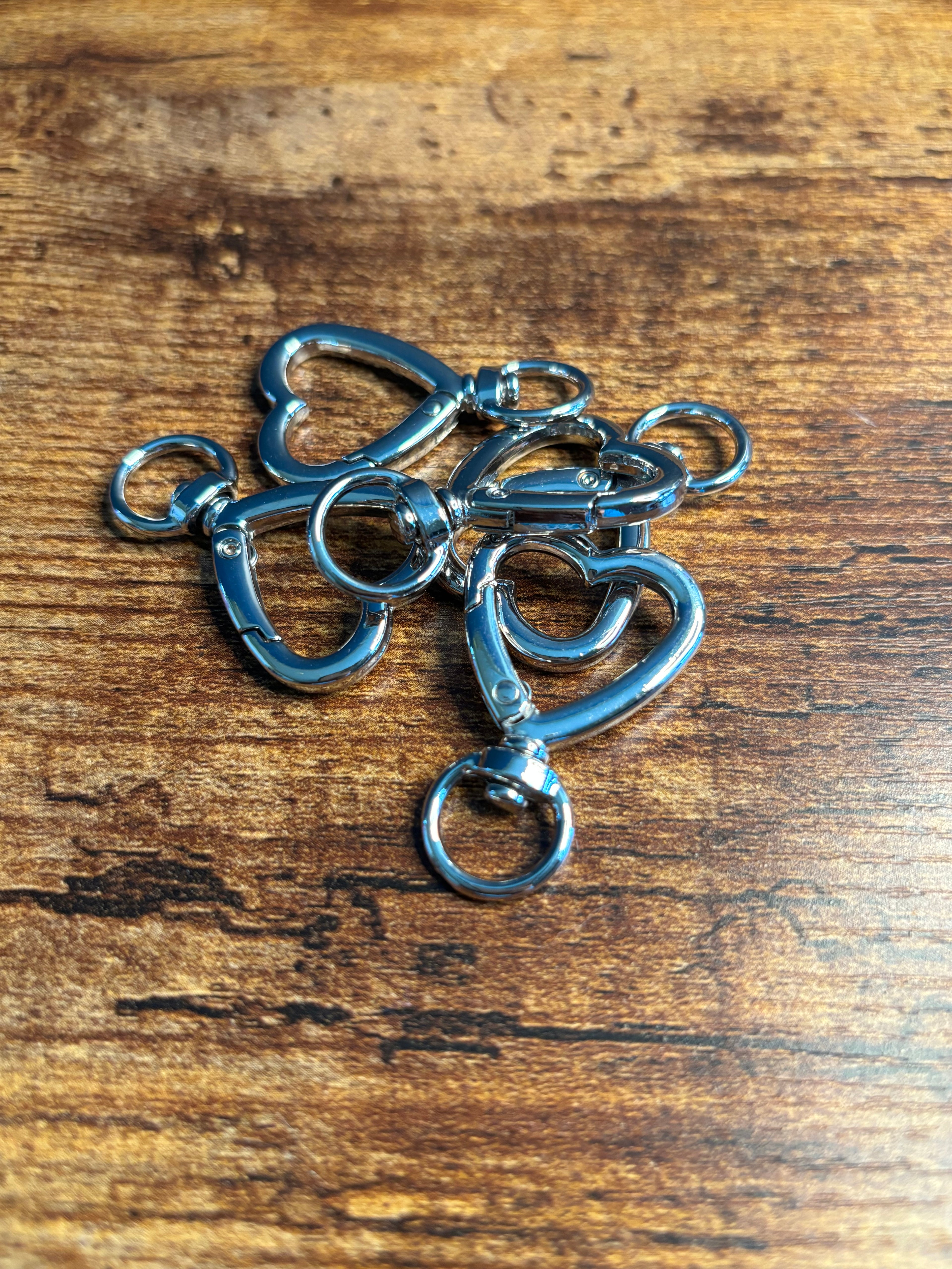 silver heart keychain rings