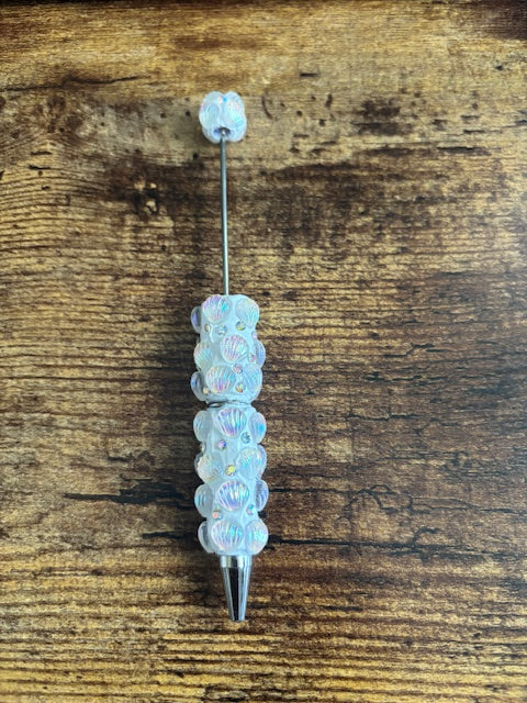 Beadable pens white seashell